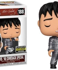 Spastic Pops Funko Pop! Rocks Elvis Presley Set Of 4: Elvis '68 Comeback Special Glitter #188 Elvis '68 Comeback Special #188 Elvis Jailhouse Rock #186 Elvis Blue Hawaii #187 In Stock!