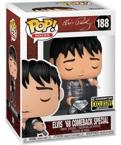 Spastic Pops Funko Pop! Rocks Elvis Presley Set Of 4: Elvis '68 Comeback Special Glitter #188 Elvis '68 Comeback Special #188 Elvis Jailhouse Rock #186 Elvis Blue Hawaii #187 In Stock!
