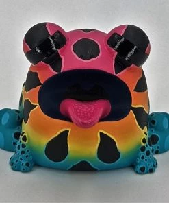Spastic Pops SUNS OUT BUNS OUT Custom 1 Of 1 Ributt Vinyl Figure: “Rainbow Poison Dart Toad” By Kendra Thomas Designer Brands!
